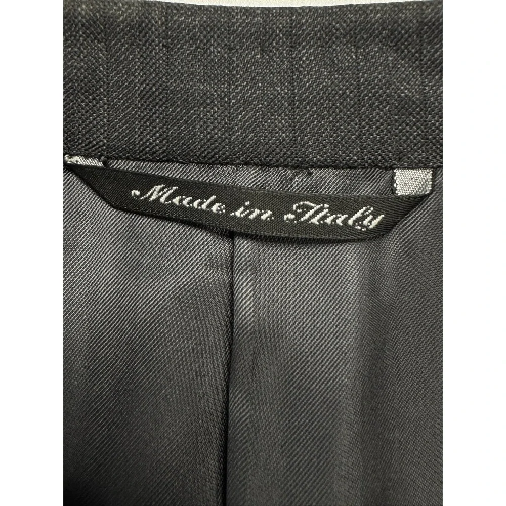 Canali Mens Pinstripe Blazer Charcoal Grey Pure Wool Water Resistant 56R Italy